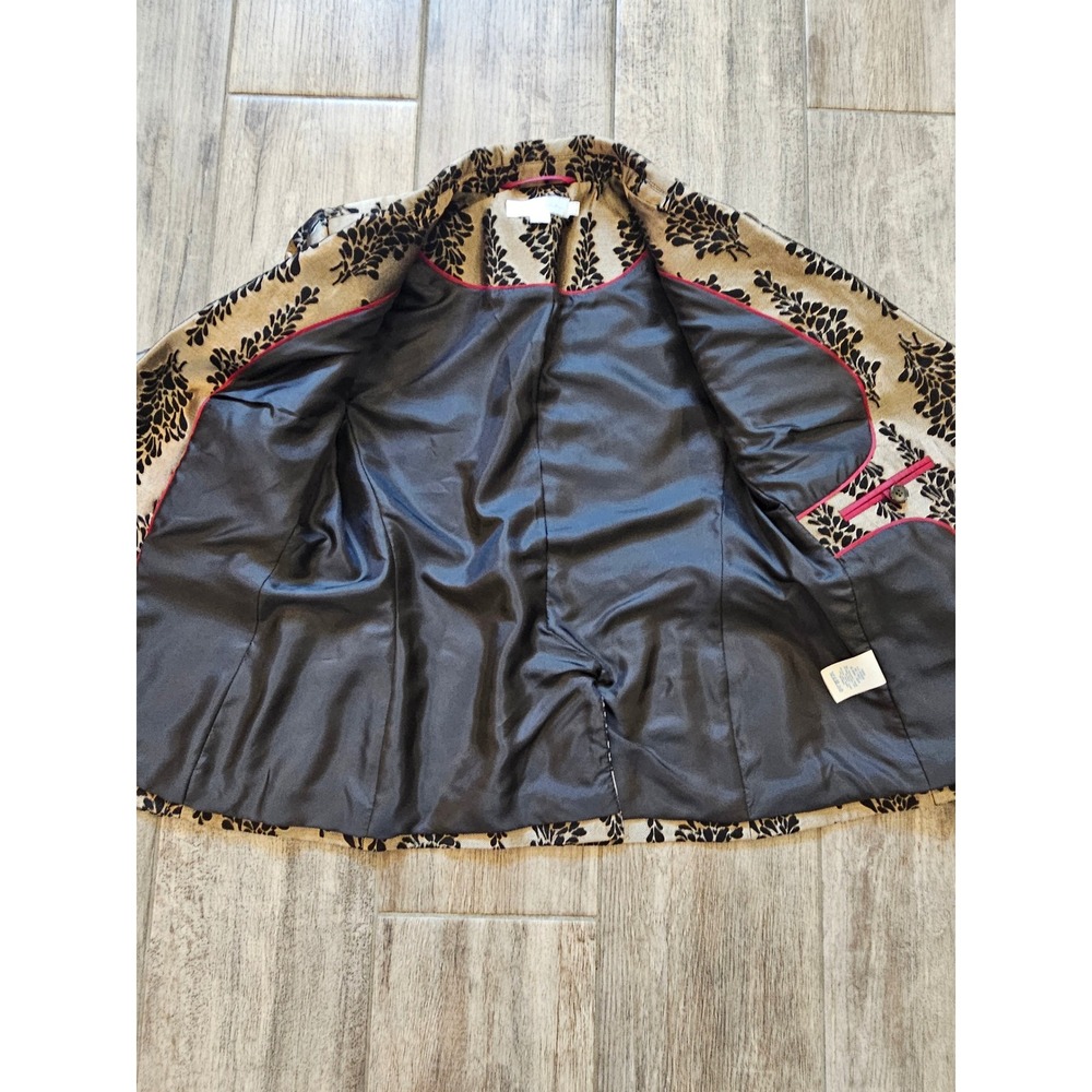 Boden Jacquard Party Blazer Women Size 6 Gold Black Botanical Leaf Jacket Fancy - Picture 9 of 12